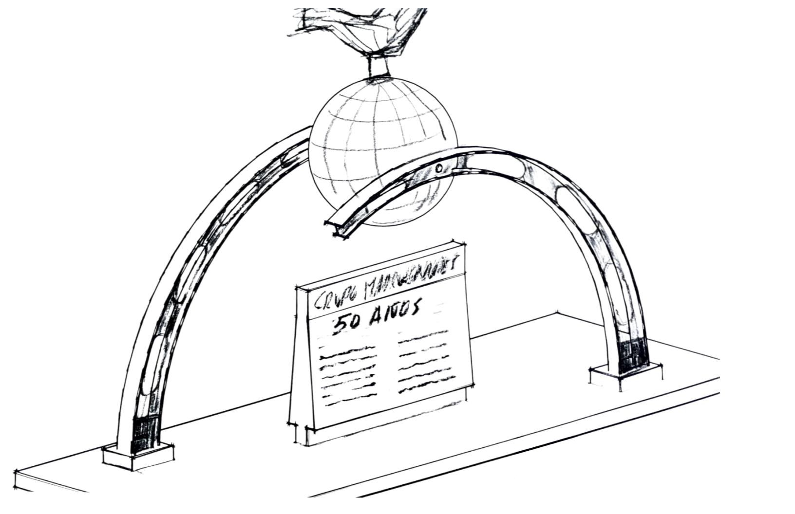 Boceto a lápiz del monumento conmemorativo